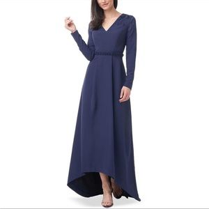 JS COLLECTIONS Akala V neck high-low midi gown dress size 14 3/4 sleeves
